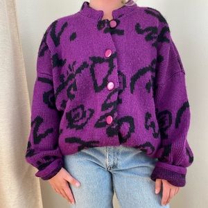 Vintage 80's Oversized Funky Print Cardigan